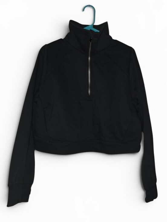 all in motion Jackets & Blazers - Womens All In Motion Black Core Fleece Half-Zip Pullover, Cropped, NWT!!!